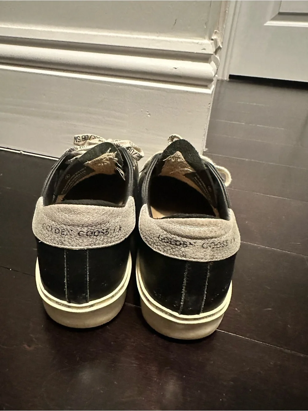 Golden Goose Black Leather Low-Top Sneakers with Silver Star